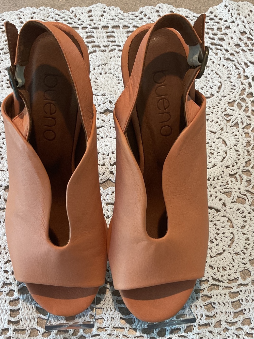 Bueno Tan Leather Open-Toe Slingback Mules